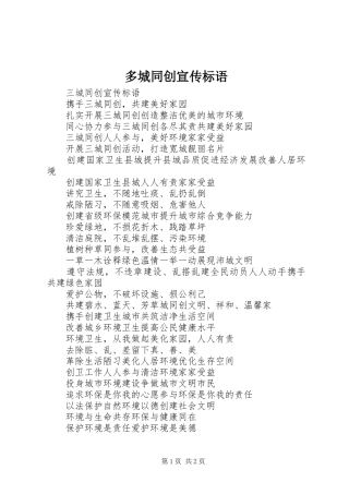 多城同创宣传标语大全