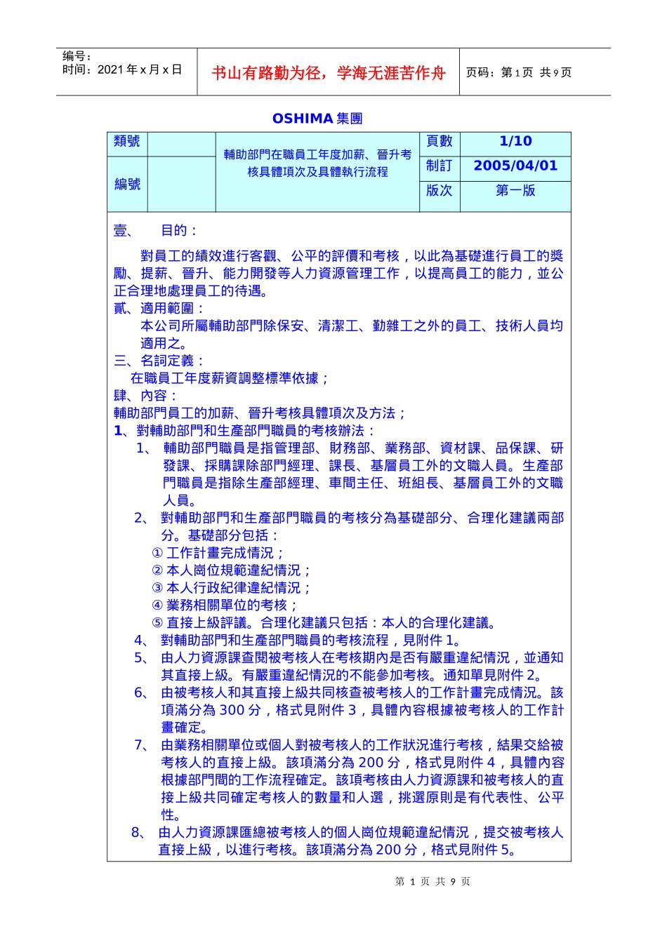 辅助部门员工考核加薪_第1页