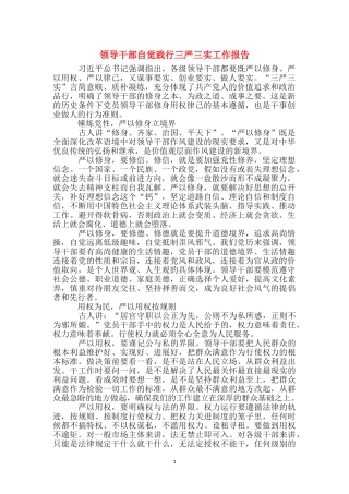 领导干部自觉践行三严三实工作报告