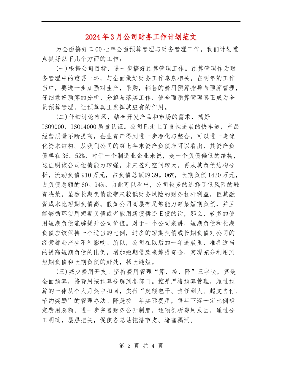 2024年3月公司财务工作计划范文_第2页