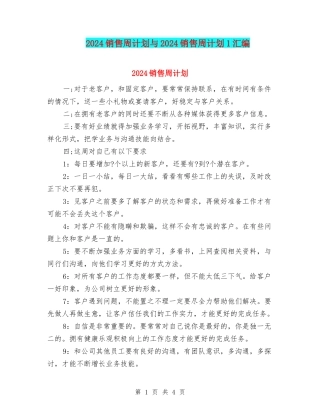 2024销售周计划与2024销售周计划1汇编