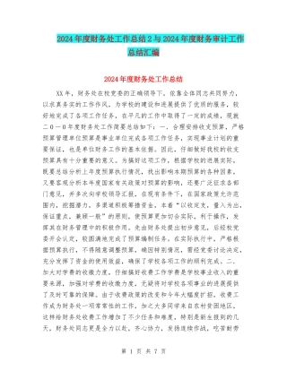 2024年度财务处工作总结2与2024年度财务审计工作总结汇编