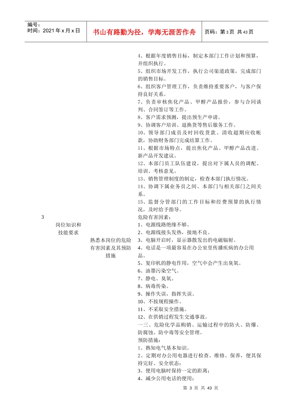 某公司营销部岗位标准概述_第3页