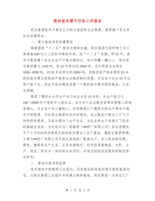 药材前处理可行性工作报告