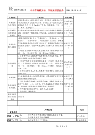职业生涯规划大赛规则及日程表