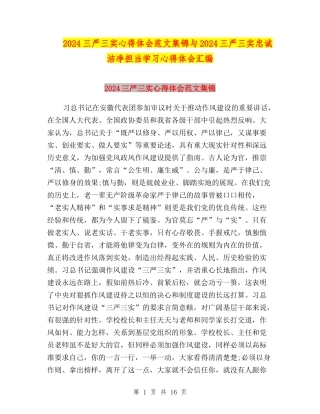 2024三严三实心得体会范文集锦与2024三严三实忠诚干净担当学习心得体会汇编