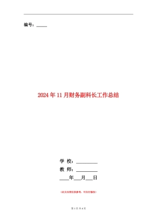 2024年11月财务副科长工作总结