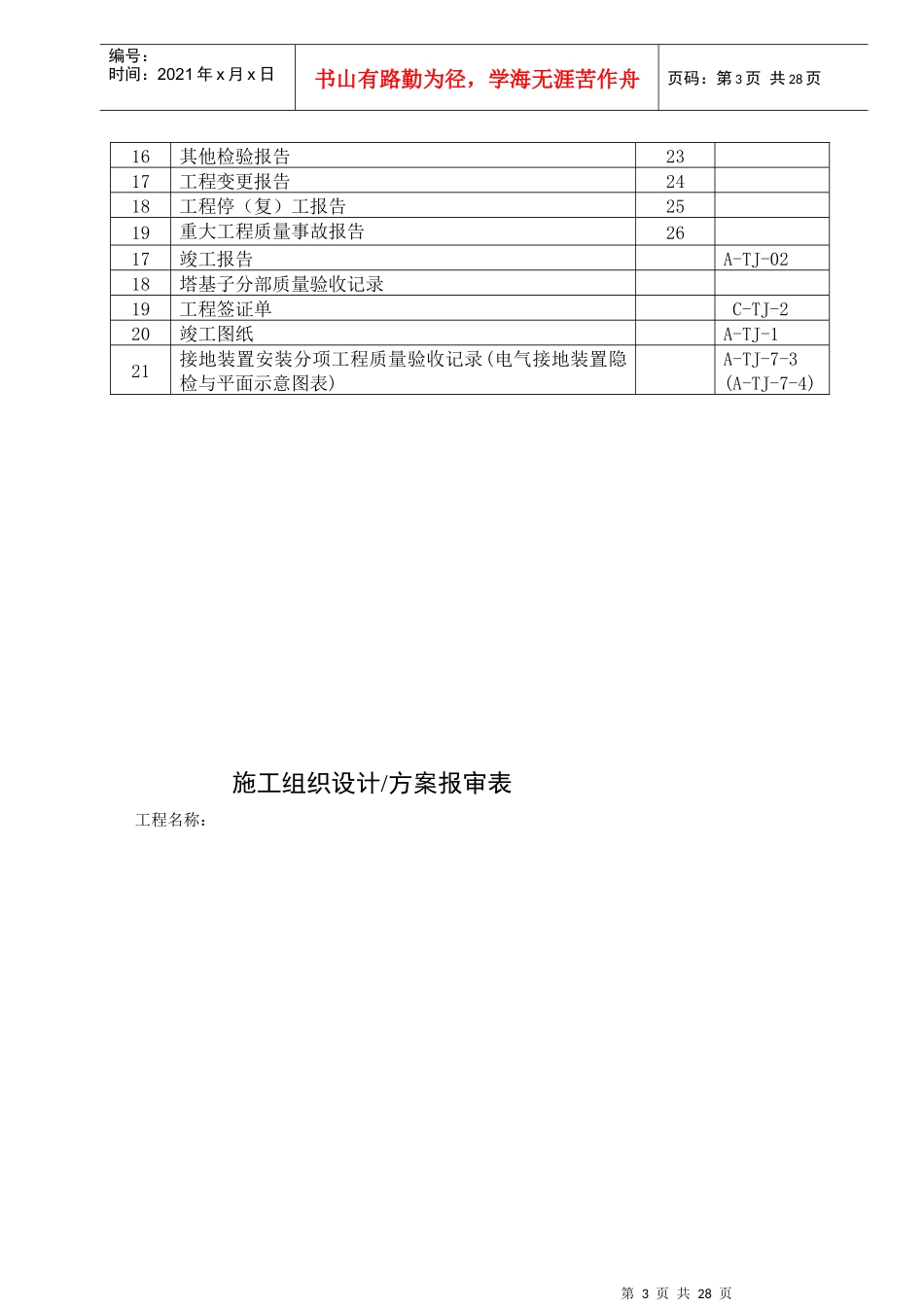 铁塔基础工程竣工资料模板_第3页