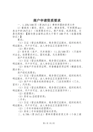 商户申请资质要求 