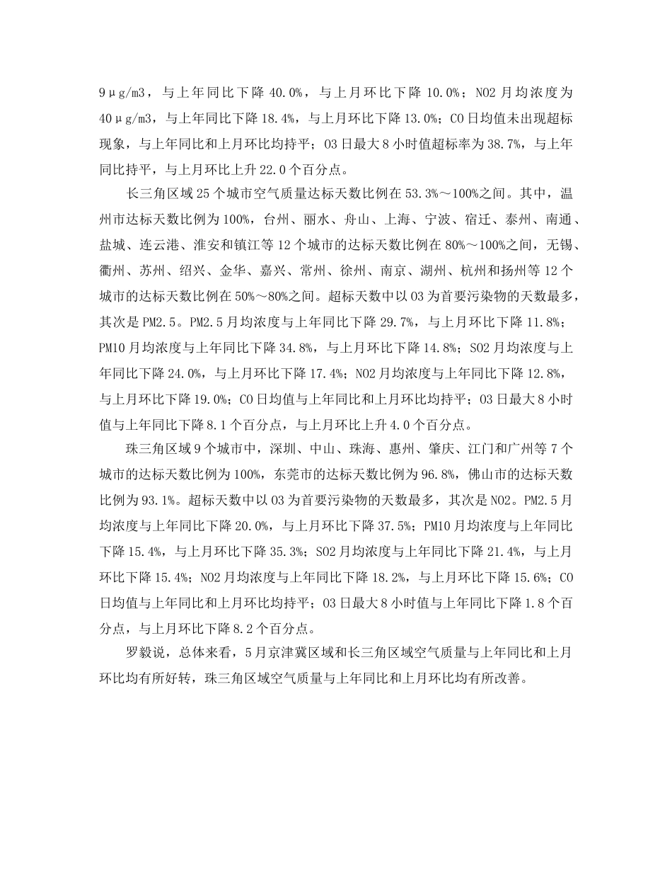 《安全管理环保》之环保部北京5月空气质量达标过半 臭氧成主凶 _第2页
