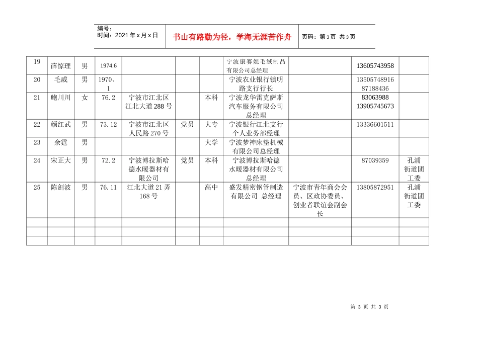 江北区青年联合会预推人员基本情况汇总表_第3页