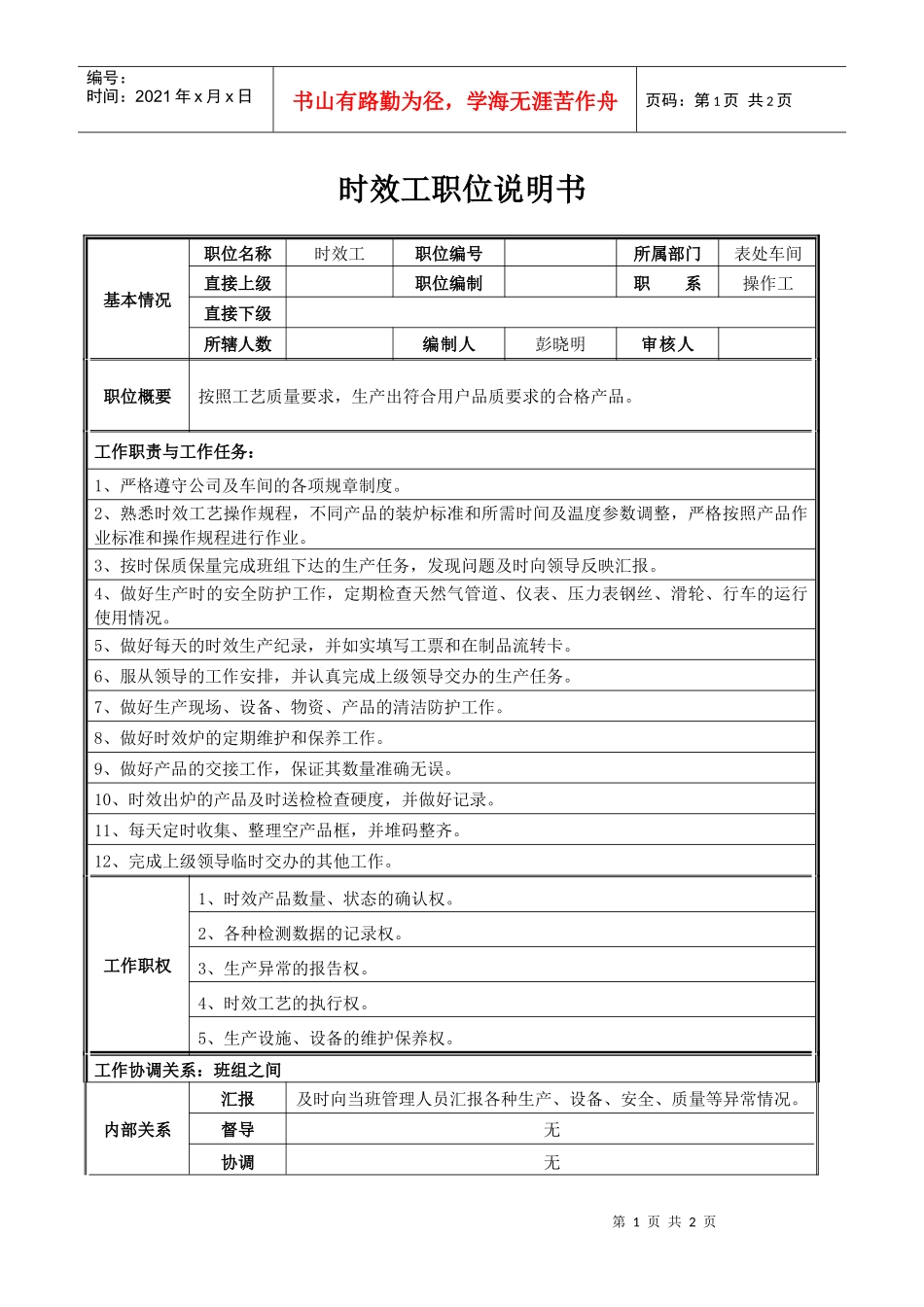 时效工职位说明书_第1页