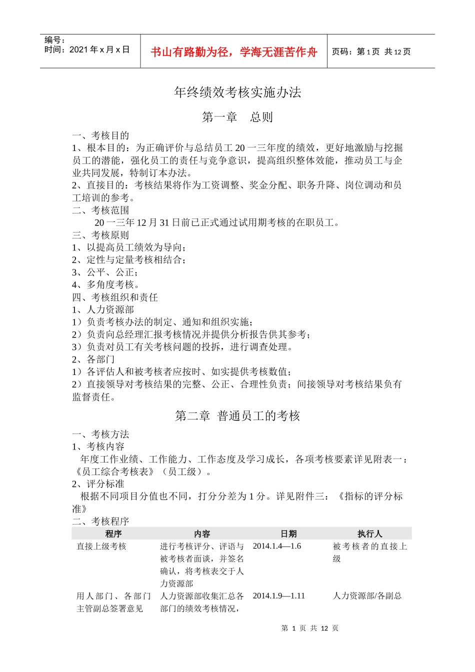 某公司年终绩效考核实施办法_第1页