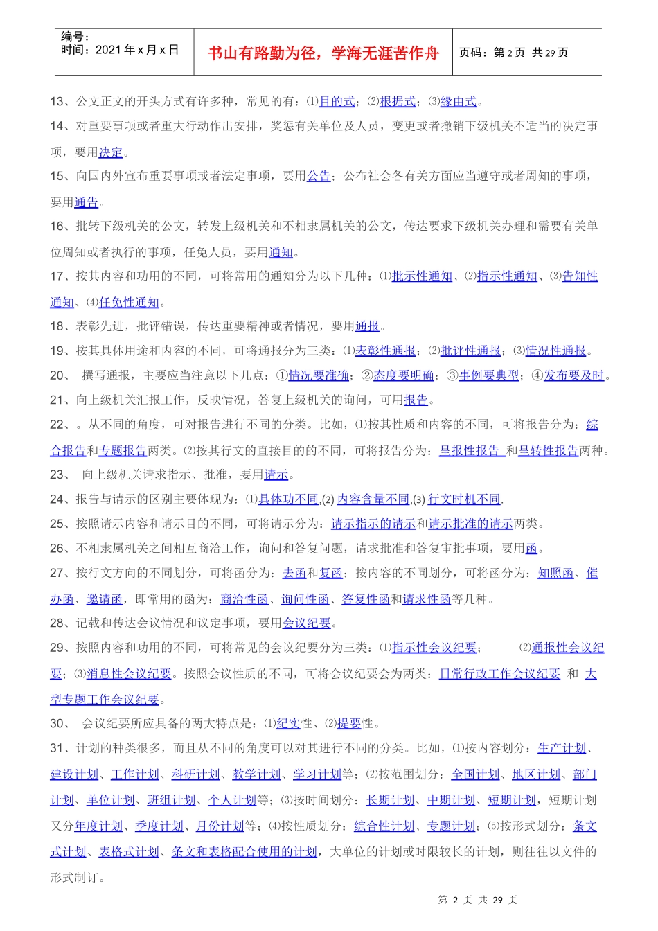 文秘管理与应用写作复习材料_第2页