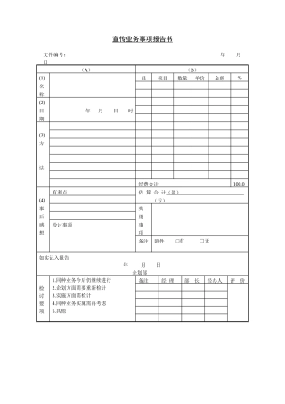 宣传业务事项报告书