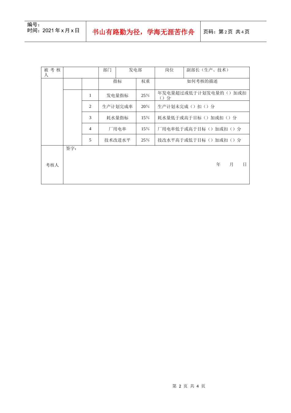 某发电企业发电部考核指标_第2页