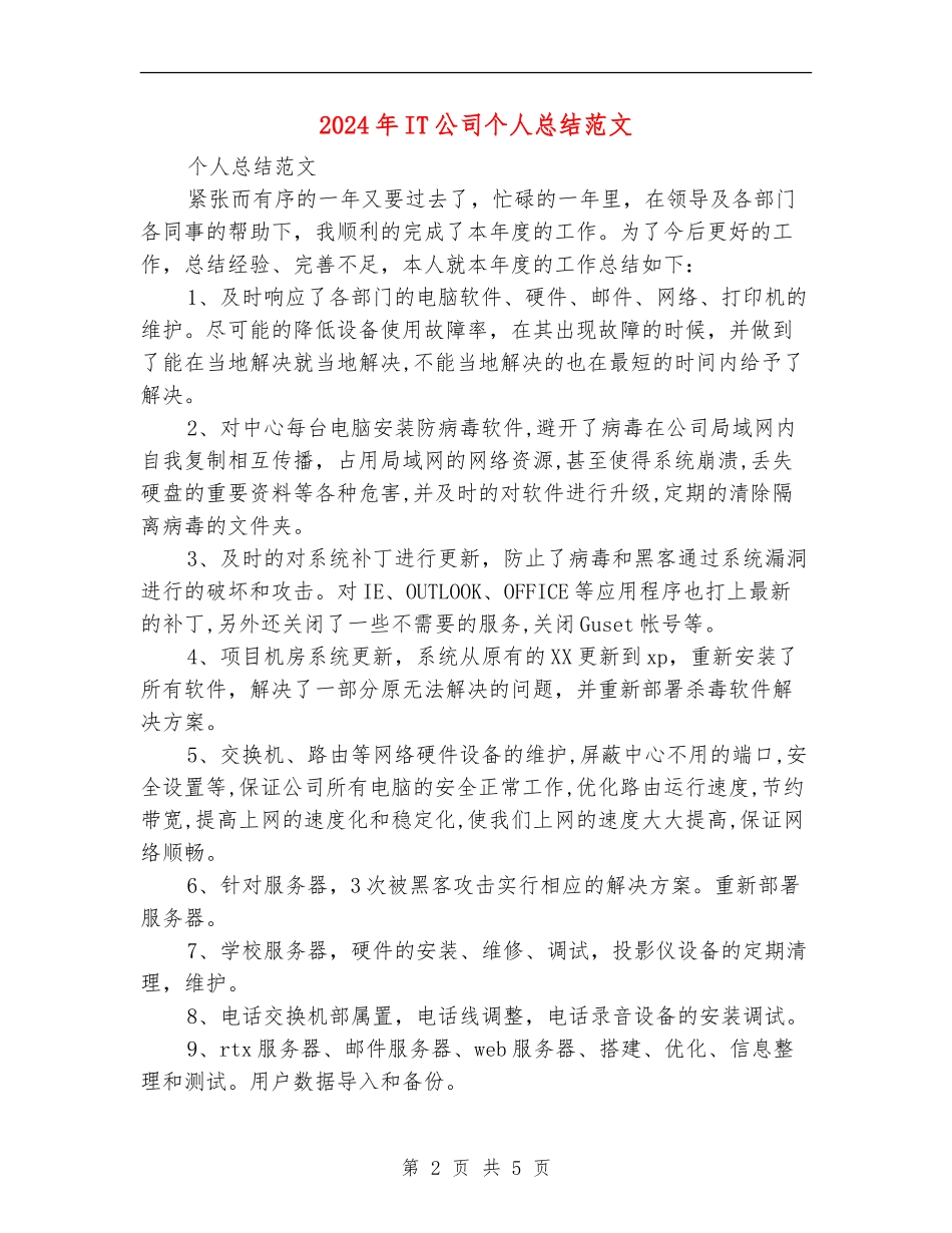 2024年IT公司个人总结范文_第2页