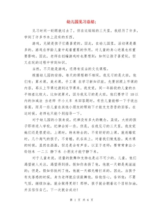 幼儿园见习总结