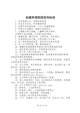 创建和谐校园宣传标语集锦