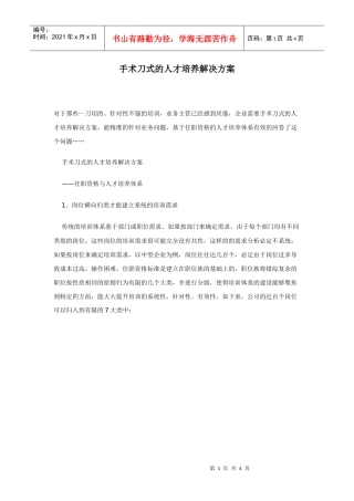 手术刀式的人才培养解决方案