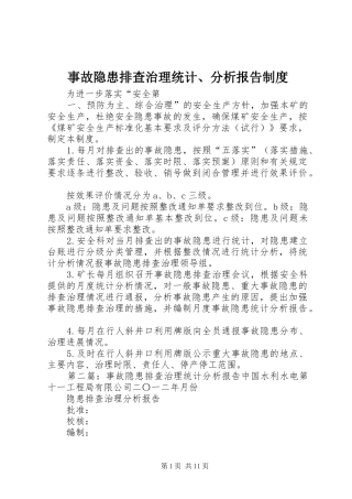 事故隐患排查治理统计、分析报告规章制度