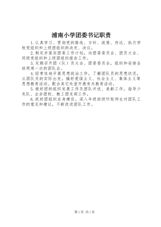 浦南小学团委书记职责要求