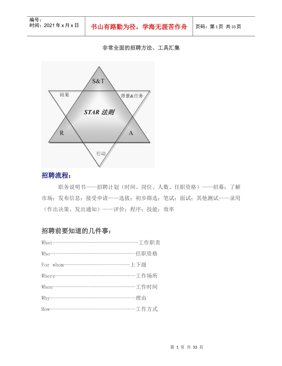 非常全面的招聘方法工具汇集_第1页