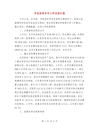 市发改局半年工作总结汇报