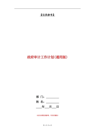政府审计工作计划(通用版)