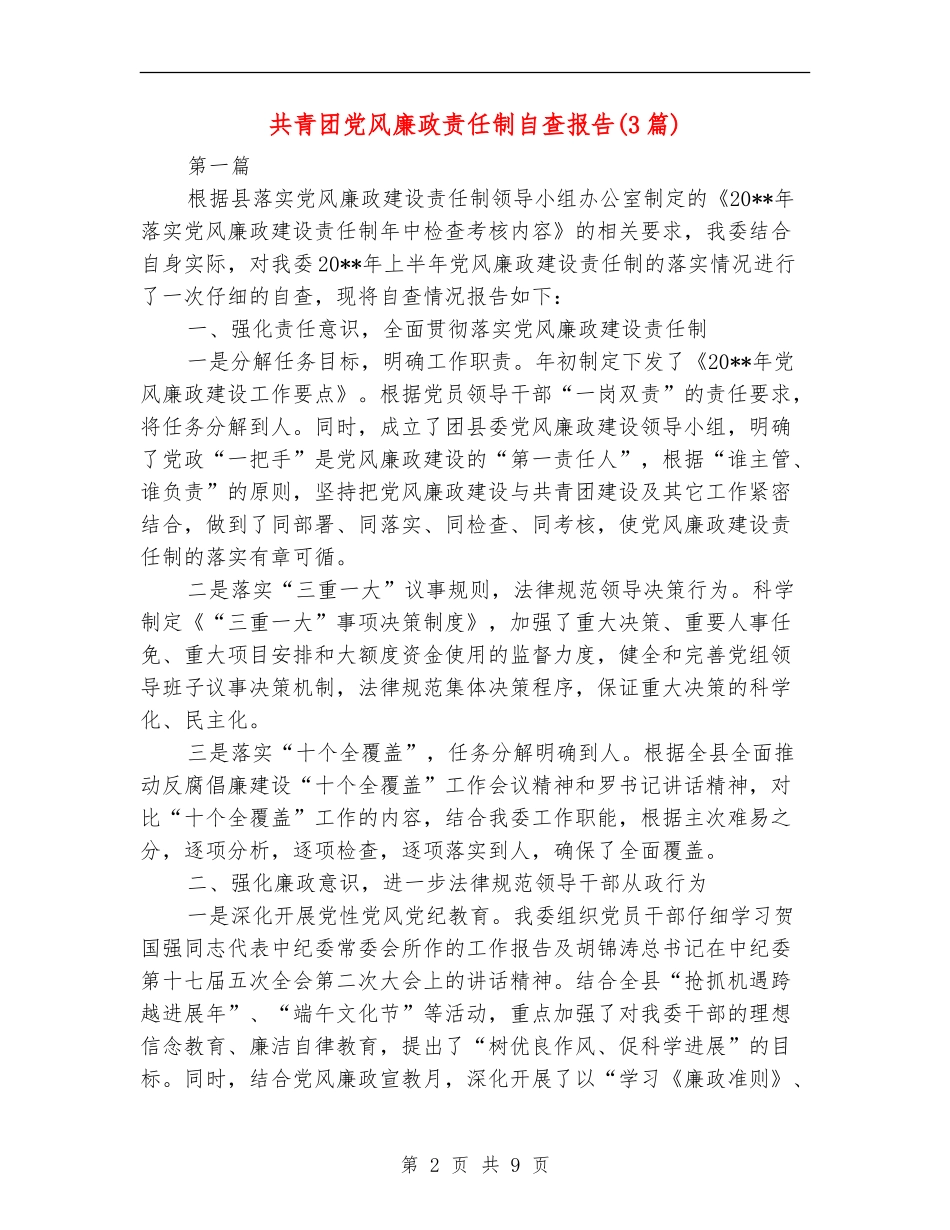 共青团党风廉政责任制自查报告_第2页