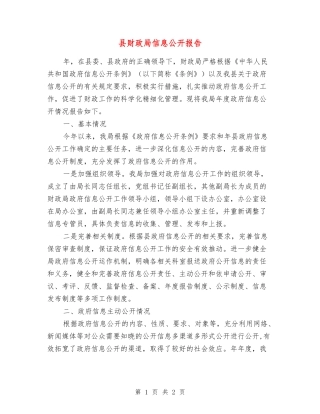 县财政局信息公开报告