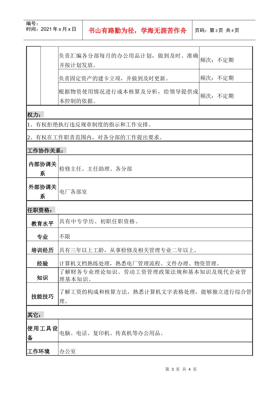 职务说明书检修部综合员_第3页