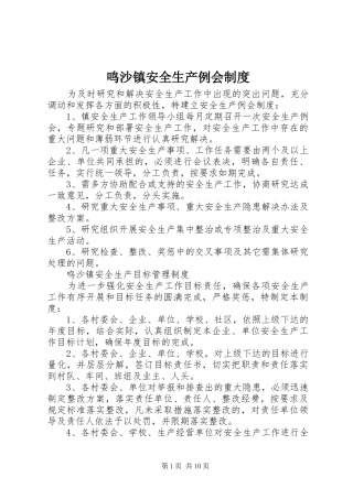 鸣沙镇安全生产例会规章制度