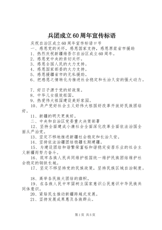兵团成立60周年宣传标语大全