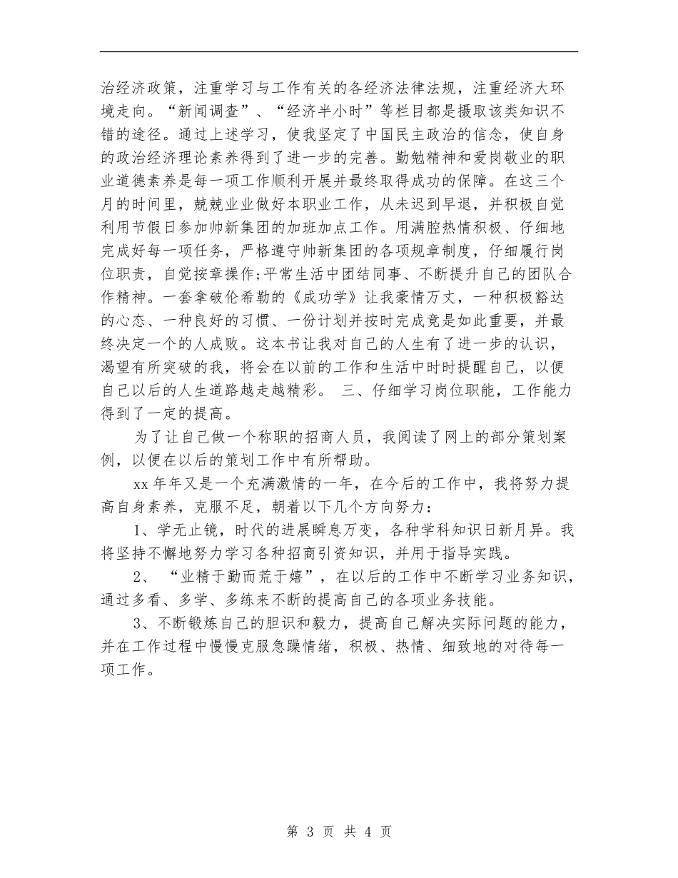 招商人员试用期工作小结_第3页
