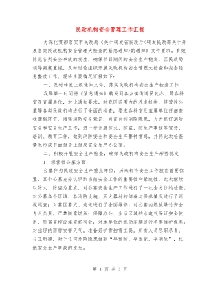 民政机构安全管理工作汇报