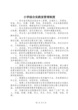 小学综合实践室管理规章制度
