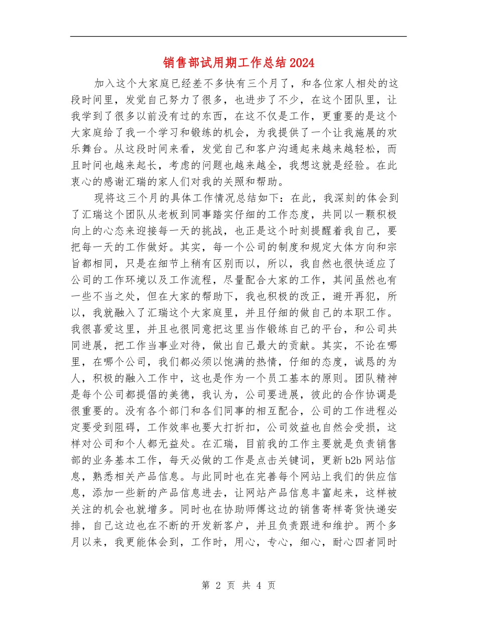 销售部试用期工作总结2024_第2页