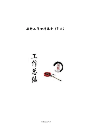 驻村工作心得体会