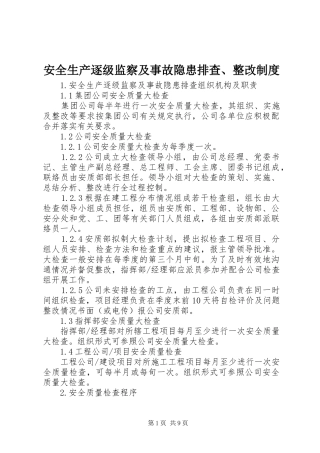 安全生产逐级监察及事故隐患排查、整改规章制度