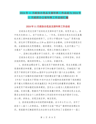 2024年11月政协办党总支部年终工作总结与2024年11月政府办公室年终工作总结汇编
