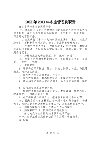 年年各室管理员职责要求 ()