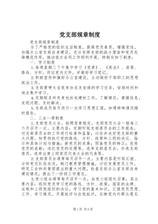 党支部规章规章制度 