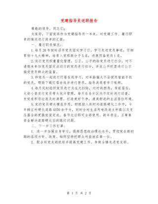 党建指导员述职报告