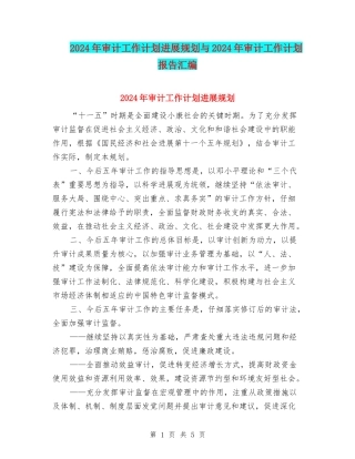 2024年审计工作计划发展规划与2024年审计工作计划报告汇编
