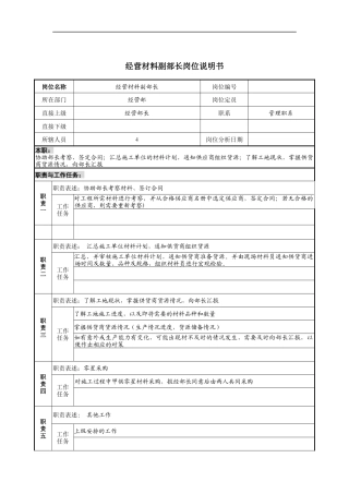 经营材料副部长岗位说明书