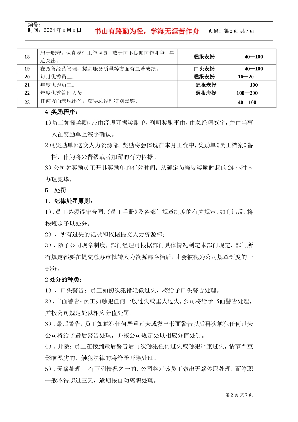 酒店员工奖惩制度(DOC8页)_第2页