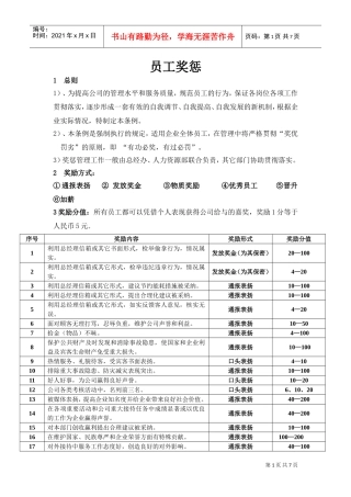 酒店员工奖惩制度(DOC8页)