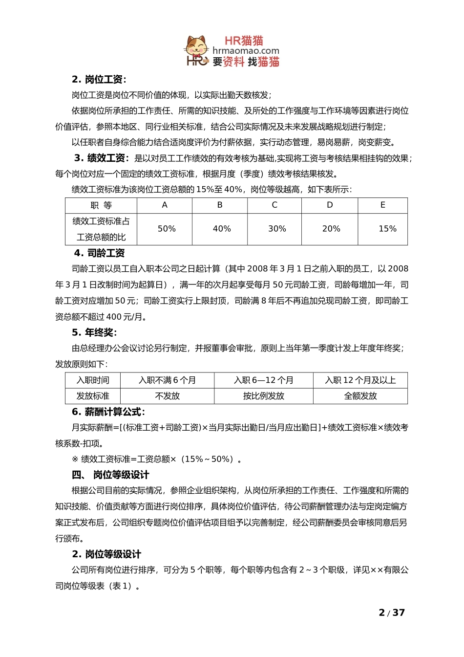 薪酬方案——资料大全-HR猫猫_第2页