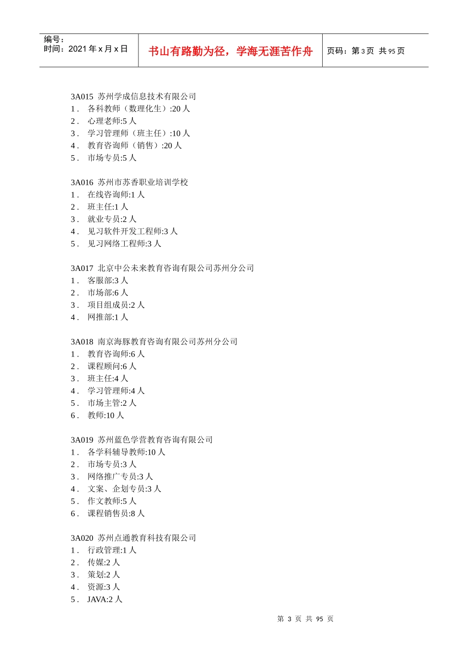 苏州市XXXX年春季人才交流大会需求信息_第3页